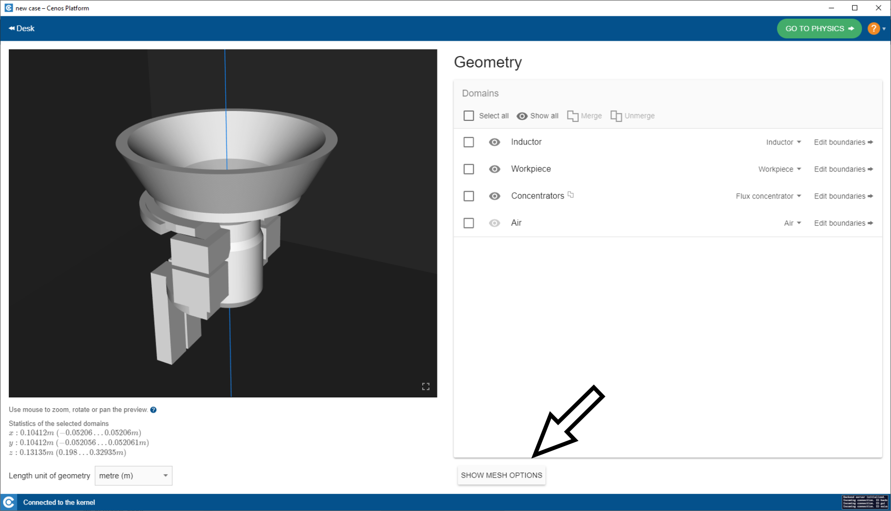 Show mesh options